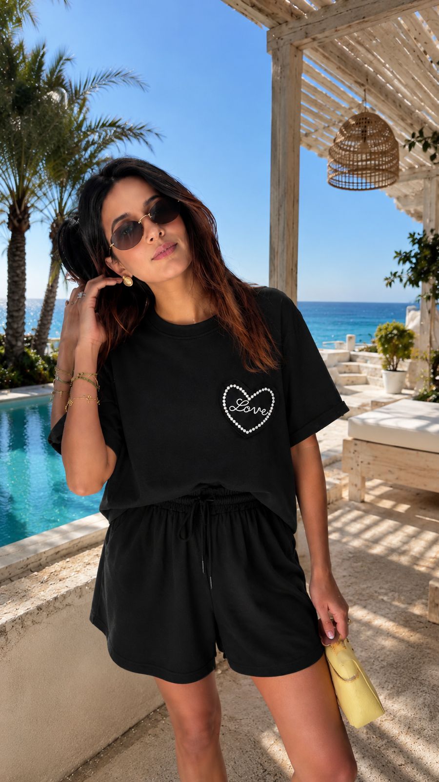 Heart Patch T-Shirt & Shorts Set