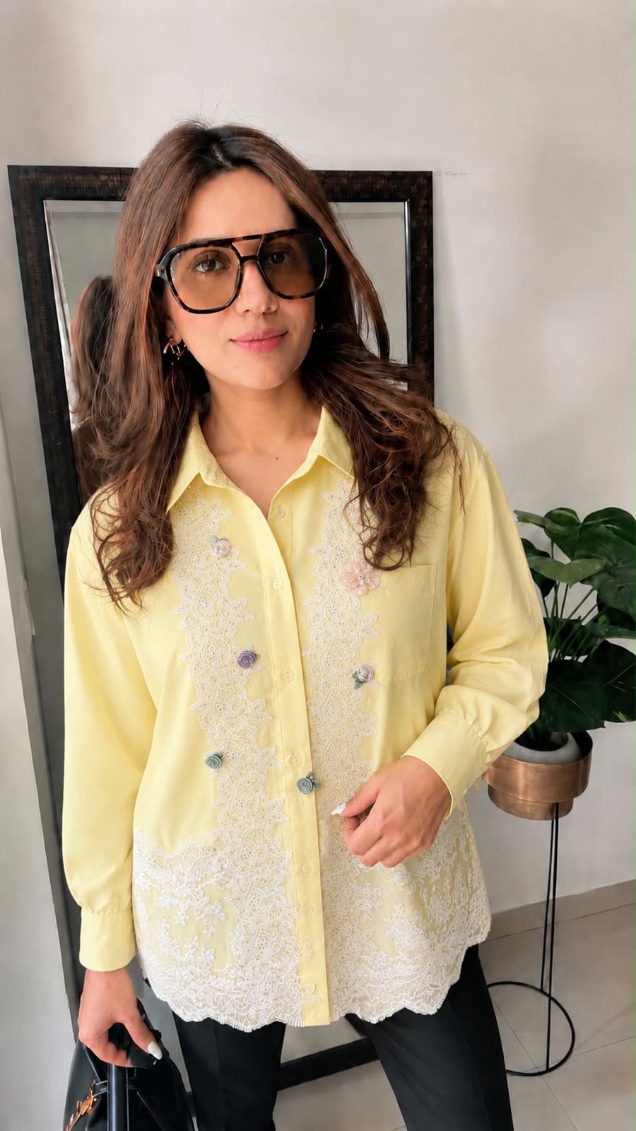 Floral Lace Embellished Shirt