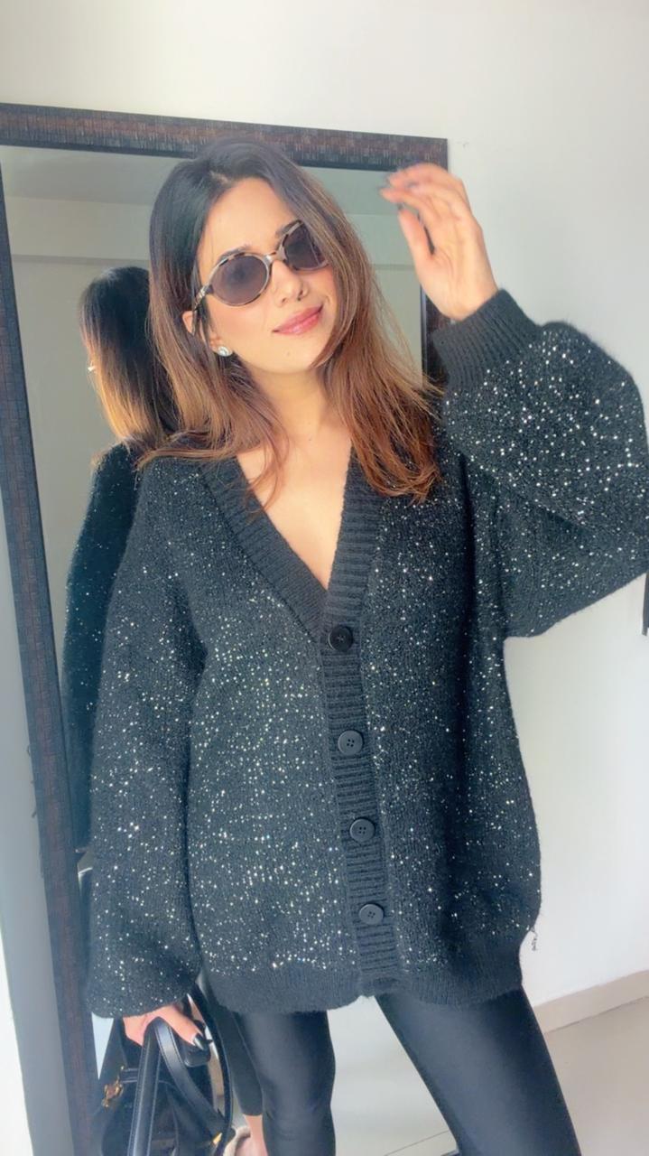 Glitter Knit Fall Cardigan