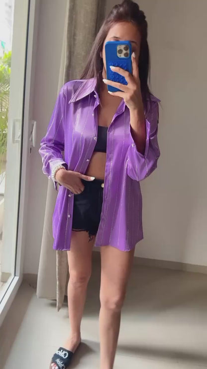 Glossy Swarowski Studded Shirt