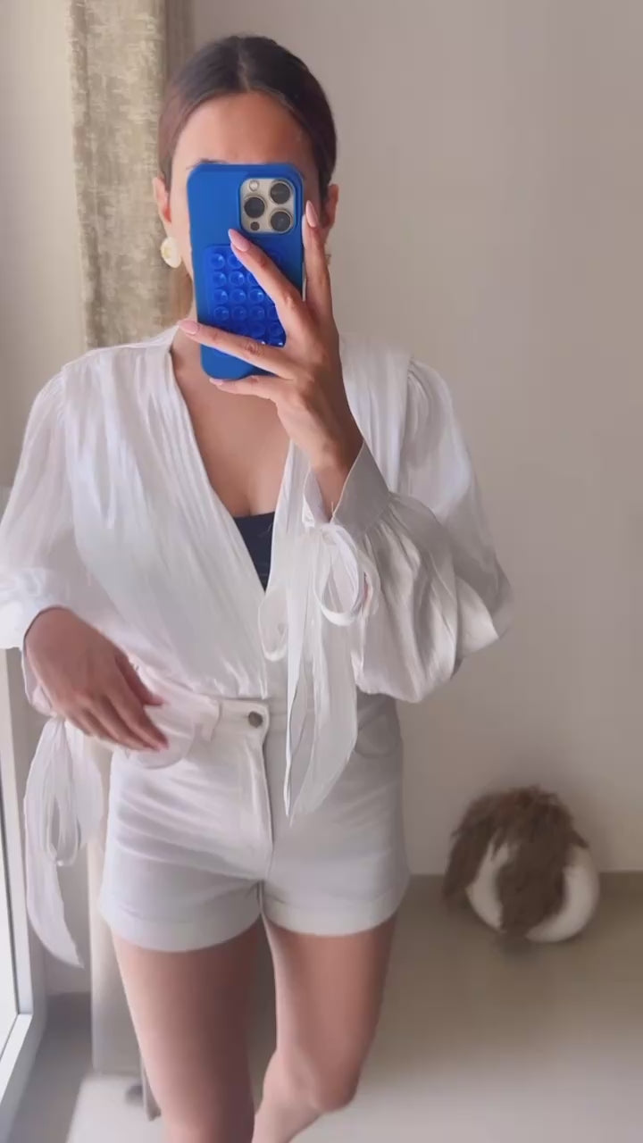 Glossy Knotted Bodysuit Top