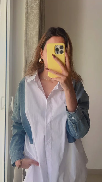Denim Patch Poplin Shirt
