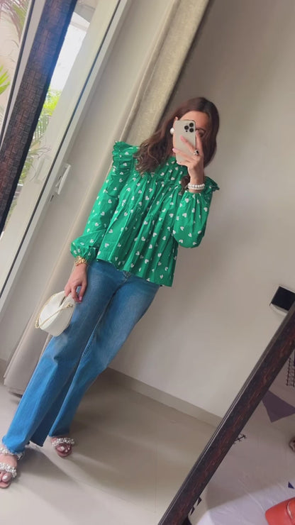 Heart trimmed Poplin Top