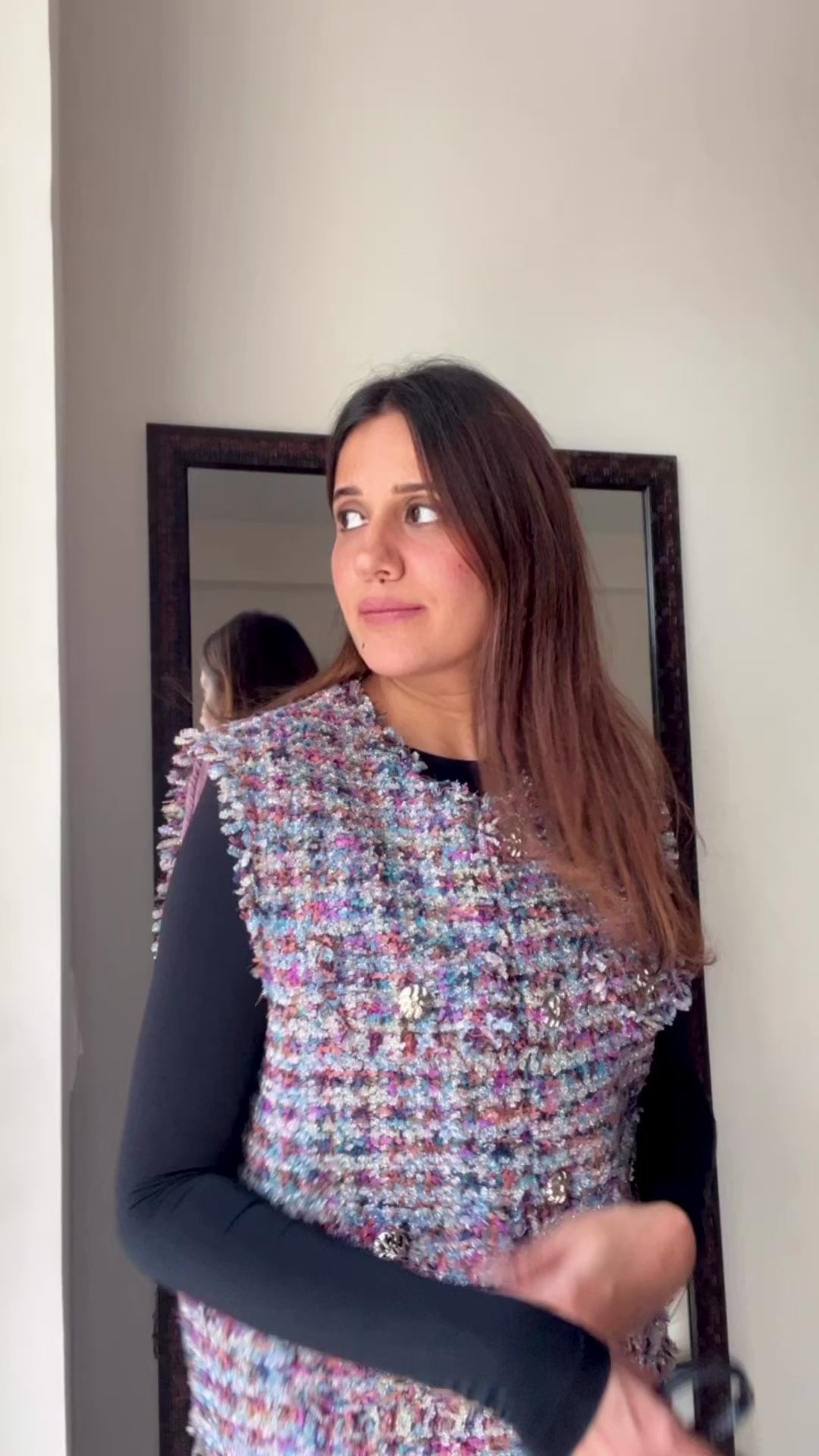 Multi Color Tweed Fall Vest