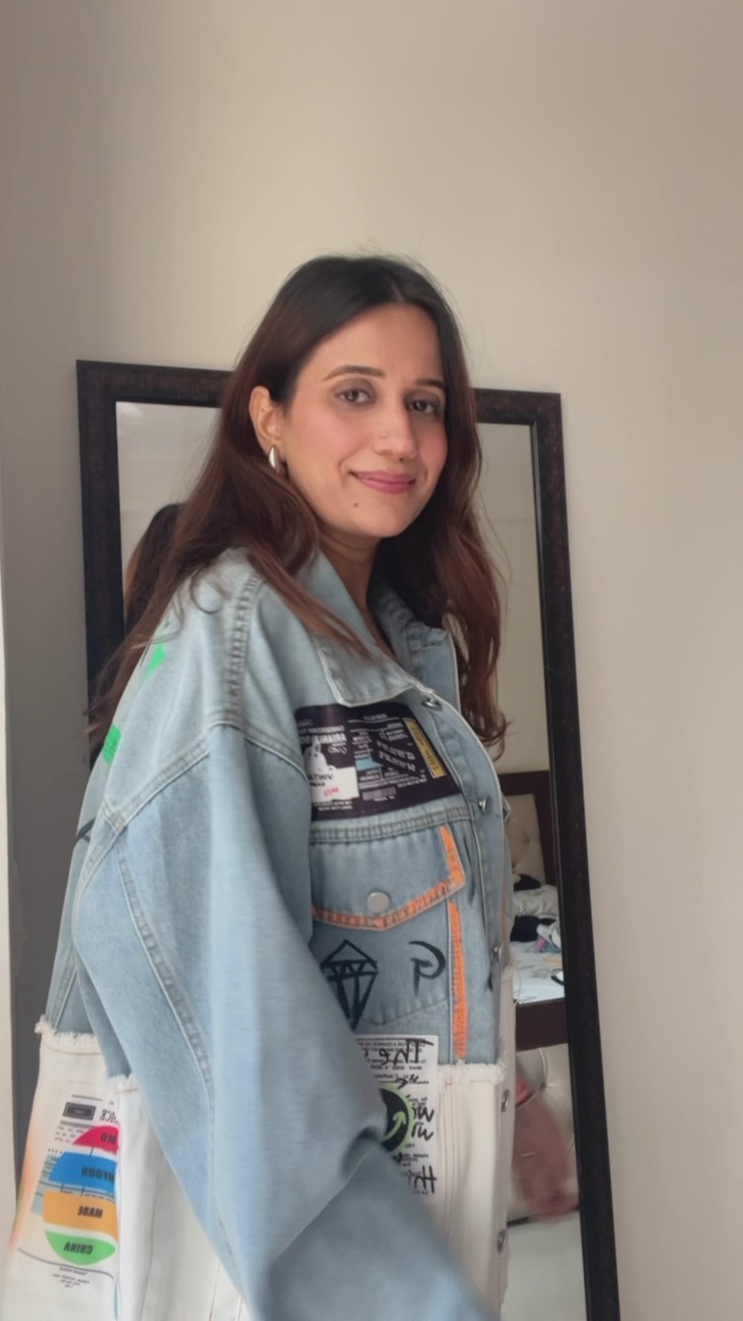 Dual Denim Oversized Fall Jacket