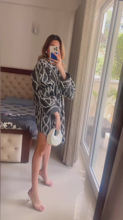 Denim Brushed Buttoned Dress