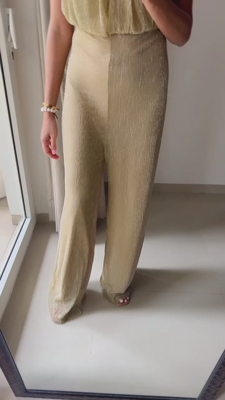 Halter look Pleated Jumpsuit