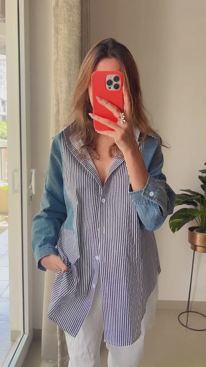 Denim Patch Poplin Shirt