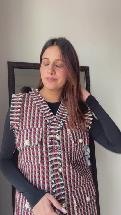 Red Tweed Fall Vest